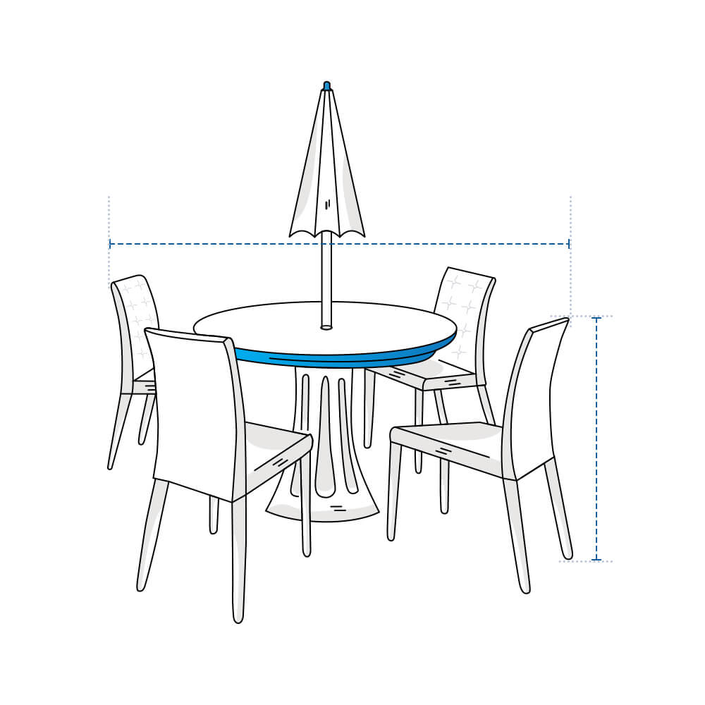 Custom Round Table Chair Set Covers w/ UMBRELLA HOLE